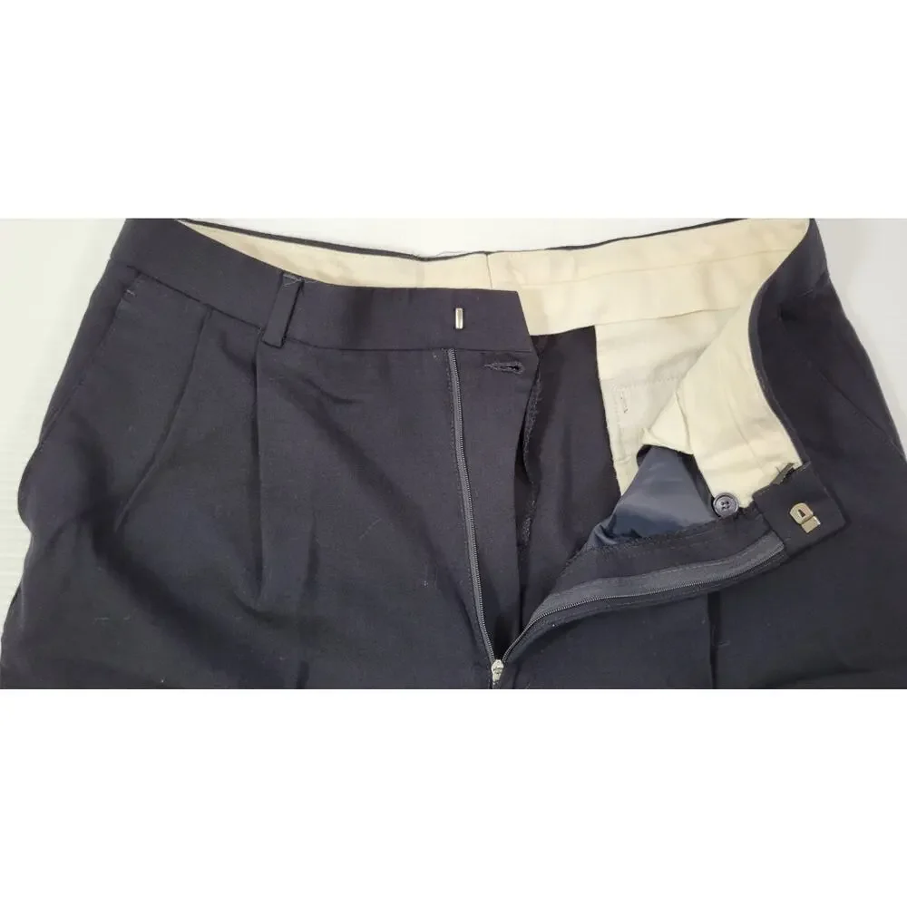 CB) Bill Blass Menswear Men's Suit Pants Black Pleated Trousers 34.5